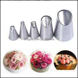 Baking Pastry Tools Bakeware Kitchen Dining Bar Home Garden 5Pc/Set Cream Cupcake Decorating Tip Chrysanthemum Mouth Stainless Dhfyo