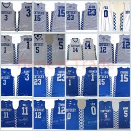 Camisas de basquete masculino Kentucky Wildcats Booker Tyler Herro Tyrese Maxey John Wall Davis DeMarcus 15 Cousins Malik Monk College Blue Jersey