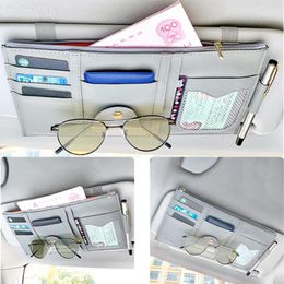 Car Organiser Sun Visor Storage Holder Styling Clip Sunglasses Card Ticket Bag Pouch OrganizerCar