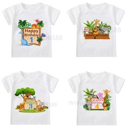 T-shirts Boys Animals Birthday Number Print T Shirt Children Party Boy Boy&Girl Funny Gift Tshirt Present AnimalsT-shirts