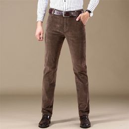 SHAN BAO Corduroy Comfortable Cotton Straight Slim Casual Pants Autumn/Winter Brand Clothing Business Men's Fitted Pants 201128