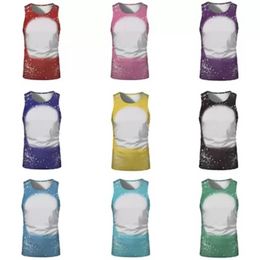 Sublimation Bleached Sleeveless Shirts Heat Transfer party Favour Bleach Shirt Bleached Polyester T-Shirts US Men Women Supplies F0524