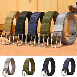 Belts High Quality Fashion Casual Knitted Belt Woven Canvas Elastic Expandable Metal Buckles Braided Stretch Plain Webbing StrapBelts