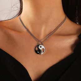 Pendant Necklaces 2pcs Punk Tai Chi Yin Yang Paired Couple For Friends Gossip Choker Women Men Jewelry Lover GiftsPendant