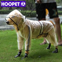 HOOPET Pet Raincoat Puppy Four Feet Hooded Transparent Waterproof Teddy Large Dog Rain Out Clothes for Animals Y200917