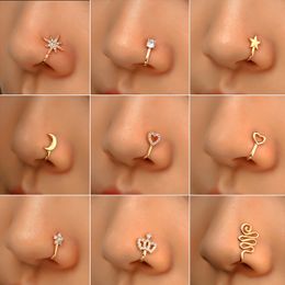 16 Styles Small Copper Fake Nose Rings For Women Non Piercing Gold Plated Clip On Nose Cuff Stud Girls Fashion Party Jewellery