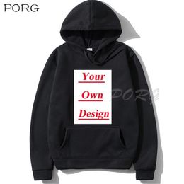 Custom Hoodies Black White Pink Red Grey Navy Blue Hoodie Streetwear Winter Mens Hoodies Unisex Hoodie Polyester Own Pattern 220816