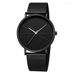 Wristwatches 2022 Minimalist Men's Fashion Watches Simple Men Business Ultra Thin Stainless Steel Mesh Belt Quartz Luxury Watch Cool