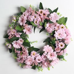 Decorative Flowers & Wreaths 18'' Eucalyptus Wreath For Front Door Valentine's Day Artificial Spring Garland Indoor Outdoor Wedd