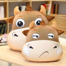 Kawaii Sand Sculpture Cow Pillow Spoof Expression Cow Mascot Stuffed Animals Plush Toy Sleeping Doll Boys Girls Birthday Gift