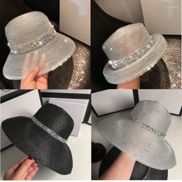 Wide Brim Hats Panama Bucket Hat Ultra-thin Breathable Summer Ladies Sun Straw Shallow Fedora For Men And Women Scot22