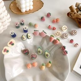 Stud Fashion Cute Fruit Plush Earrings For Women Girls Sweet Color Orange Strawberry Peach Jewelry AccessoriesStud Farl22