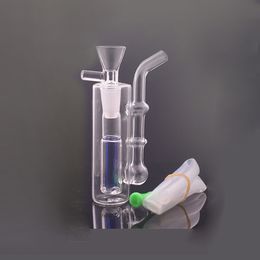 Wholesale Colourful mini Travel smoking glass water Dab Rigs Bong hookah With 10mm male tobacco or oil burner Bowl and silicone straw