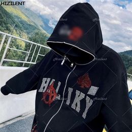 Y2K Skeleton Zip Up Oversized Sweatshirts autumn Goth Hoodie Grunge Hooded Jacket Streetwear Y2K clothing 220804