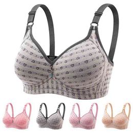 Sexy Push Up Bras Soft Cotton Love Heart Printed Wide Straps Wireless Bralette Women Ladies Large Push Bra Comfort Brasserie L220727