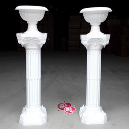 LaLa 2pcs/lot Fashion Wedding Props Decorative Artificial Hollow Roman Columns White Colour Plastic Pillars Road Cited Party Event DIY