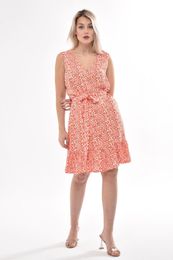 Plus Size Dresses APSEN Women Patterned Belt Detailed Summer Mini Large Dress 4425/85