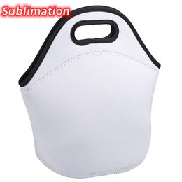 Sublimation Neoprene Lunch Bag Blank DIY student insulation Handbags Waterproof Lunch Box With Zipper for Adults Kids by express Z11