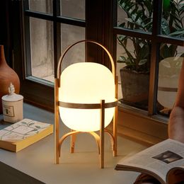 Table Lamps Japanese Style Solid Wood Led Lamp Warm Loft Bedroom Art Log Bedside Study El Homestay Decor LightsTable