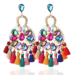 Dangle & Chandelier NeeFuWoFu Y2K Drop Long Earring Colourful Tassel Big Glass For Woman Large Brinco Ear Exaggeration Christmas GiftDangle