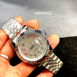 Classic men's watch luxury 41mm mechanical automatic stainless steel full drilling color digital face
