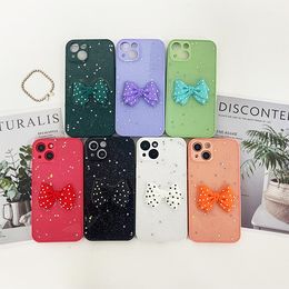 fashion Lovely bow phone cases for Iphone case 13pro 13promax 12 11 xr xsmax TPU PC Glitter dripping opp packages