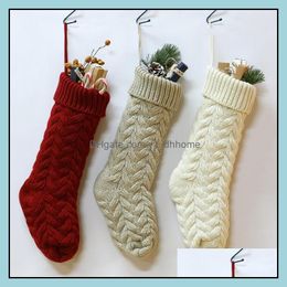 Christmas Decorations Festive Party Supplies Home Garden Ll Gift Socks Bags Knitted Kid Candy Storage Handbag Decor Drv