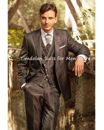 Men's Suits & Blazers 2022 Latest Coat Pants Design Italian Dark Brown Men Tuxedo Groom Slim Fit 3Pieces Custom Prom Blazer Trousers