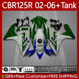 Body +Tank cover For HONDA CBR-125R 125CC CBR125RR CBR 125 R Green blue CC 02-06 Bodywork 124No.10 CBR-125 CBR125R 02 03 04 05 06 CBR 125R 2002 2003 2004 2005 2006 Fairing