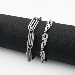 Fashion Titanium Steel Geometric Retro Men And Women Stainless Paper Clips Simple Temperament Flame Jewellery Link Chain