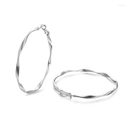 Hoop Earrings & Huggie Silver Needle Trendy Big Round Twist Circle Ladies Original Jewellery For Women Accessories Anti Allergy GiftsHoop