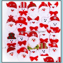 Party Favor Event Supplies Festive Home Garden Christmas Gift Led Glowing Santa Snowman Deer Glow Flashing Cartoon Brooch Badge Toy Tree L