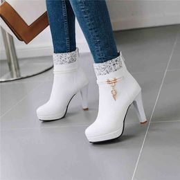 Descuento Botines De Tacón Alto De Encaje Blanco 2022 en venta en DHgate.com