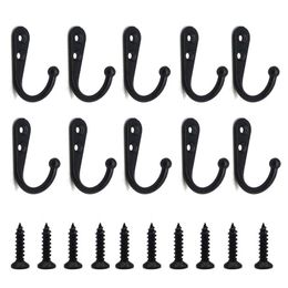 10 Pack Wall Hooks with Screws Alloy Hanging Single Hook Bathroom Coat Clothes Hanger Two Colours Available Home Accessories 220527