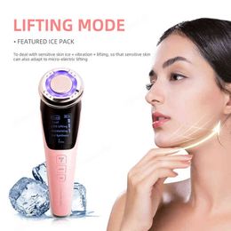 EMS Facial Massager LED light therapy Sonic Vibration Wrinkle Removal Skin Tightening Hot Cool Treatment Care Beauty Device 220512