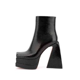 Boots Special Double Water Platform Thick Shaped Heel Fashion Ankle 220722