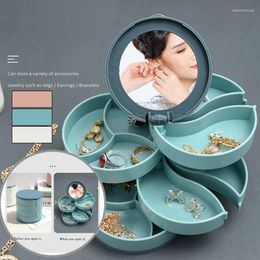 Women Jewellery Storage Box Design Fashion 4-layer Rotatable Accessory Tray With Lid Birthday Gift For