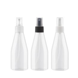Empty Packing Plastic Bottle PET Conical Flask Clear Black White Spary Press Pump With Clear Cover Refillable Portable Cosmetic Packaging Container 200ml