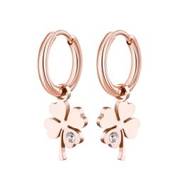 Dangle & Chandelier Gold Clover Drop Earrings For Woman Lucky Silvery Leaf Hoop 2022 Trend Crystal Engagement Jewellery Gifts 11.11Dangle