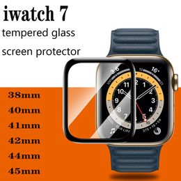 For Apple Watch Screen Films Compatible with iwatch 45mm 41mm 44mm 42mm 40mm 38mm Full Glue Tempered Glass Protector Smartwatch 1-7 series with retail package