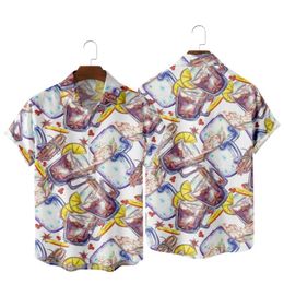 Мужские повседневные рубашки лимонная кола содовая узоры винтажные печатные рубашка модный отпуск летний стиль для мужчин и женщин