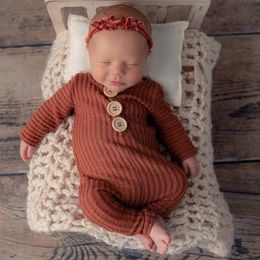 15972 Newborn Long Sleeve Footless Romper Infant Photography Prop Baby Jammies Infants Outfit