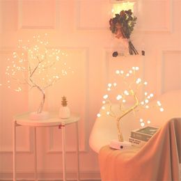 LED Night Lights Mini Tree Table Lamp Garland Fairy String Light Kid Gifts Home Indoor Room Decor Christmas Decoration 220727