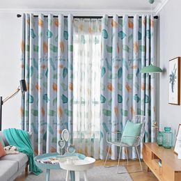 Curtain & Drapes Nordic Style El Home Office Black Out Window Decorative Printed Cloth Curtains Voile Living Room SetCurtain