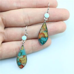 Dangle & Chandelier Vintage Teardrop Shaped Colourful Turquoises Earrings Wedding Anniversary Women Earring Party Jewellery Gifts For HerDangle