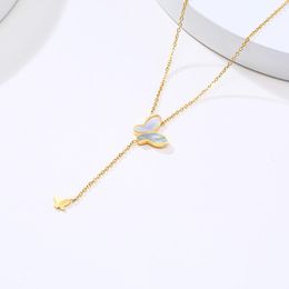 Pendant Necklaces Butterfly Lariat Necklace For Women Charm Stainless Steel Y Statment Jewellery Christmas GiftsPendant