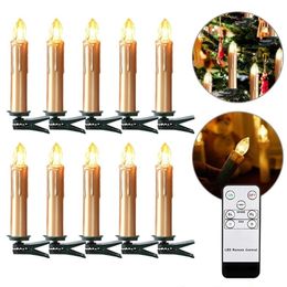 Golden LED Electronic Candles Light Battery Operated Fake Candle Warm White With Timer Remote And Clip For Christmas Decoration 220524
