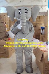 Mascot doll costume Lively Grey Elephish Elephant Elephould Like Adult Mascot Costume Mascotte With Big Long Nose White Ivory No.484 Free Sh