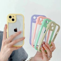 Candy Colour Acrylic Transparent Phone Cases For Iphone 13 12 11 Pro Xs Max Xr 8 7 Plus Back Cover With Lens Bumper Protection Shockproof Anti Fall