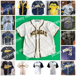 2022 Custom Stitched Michigan Wolverines Baseball Jersey 37 CHASE ALLEN CONNOR O'HALLORAN ANGELO SMITH CHRISTIAN BLAKELY JACOB DENNER NOAH